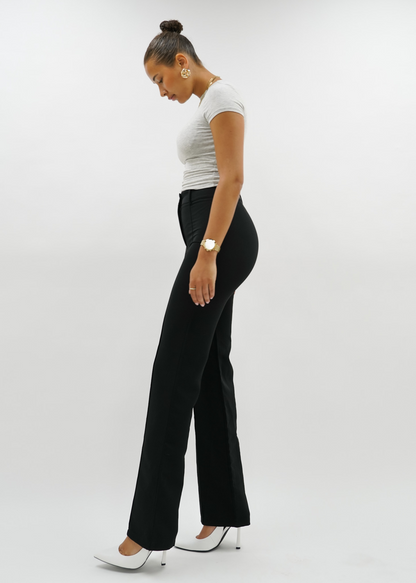 Straight leg pants met pressfold black (tall)