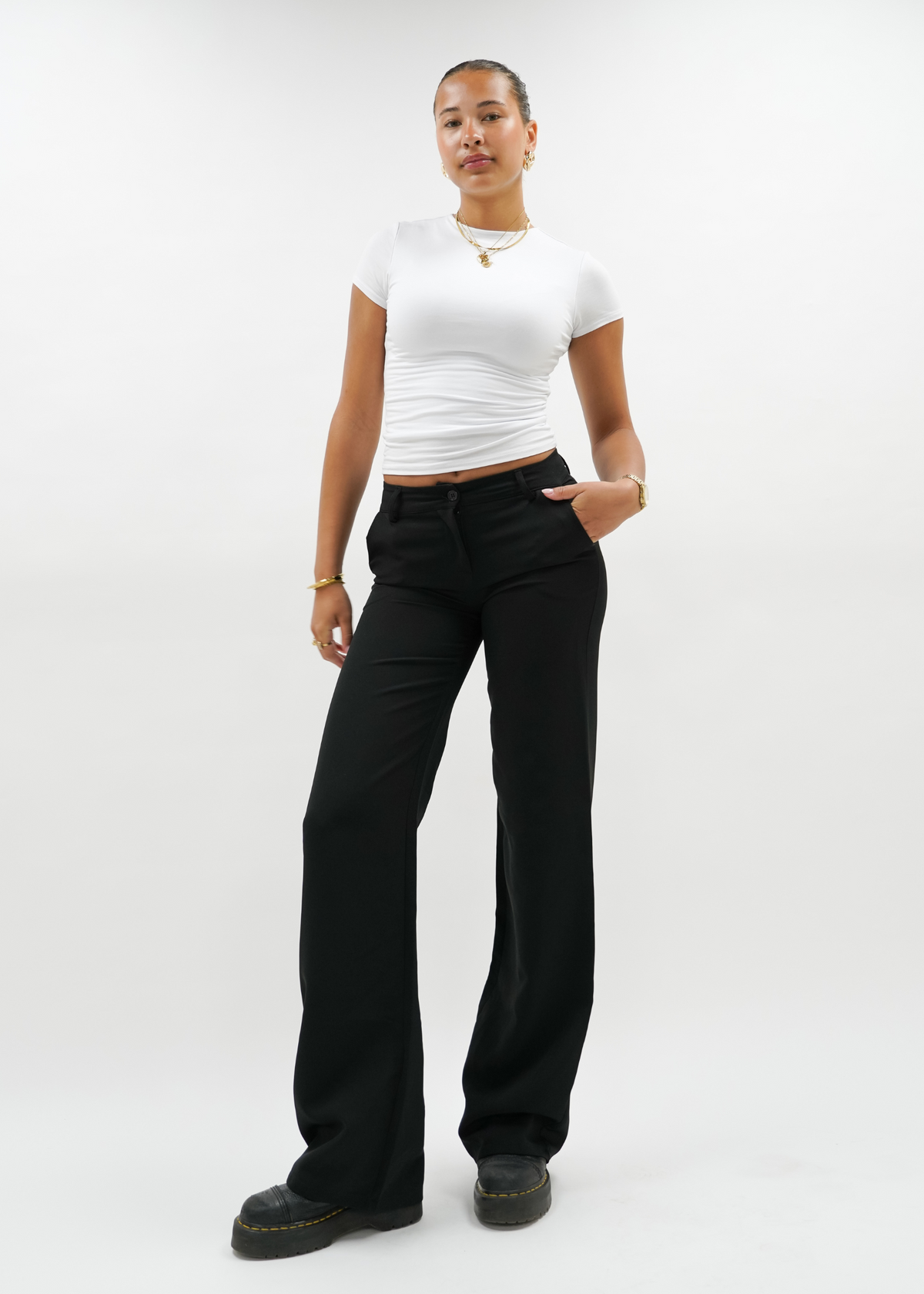 Low/mid waist pants casual black (tall)