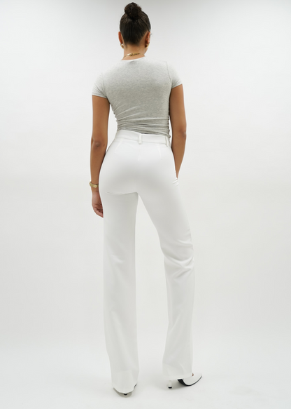 Straight leg pants met pressfold white (tall)
