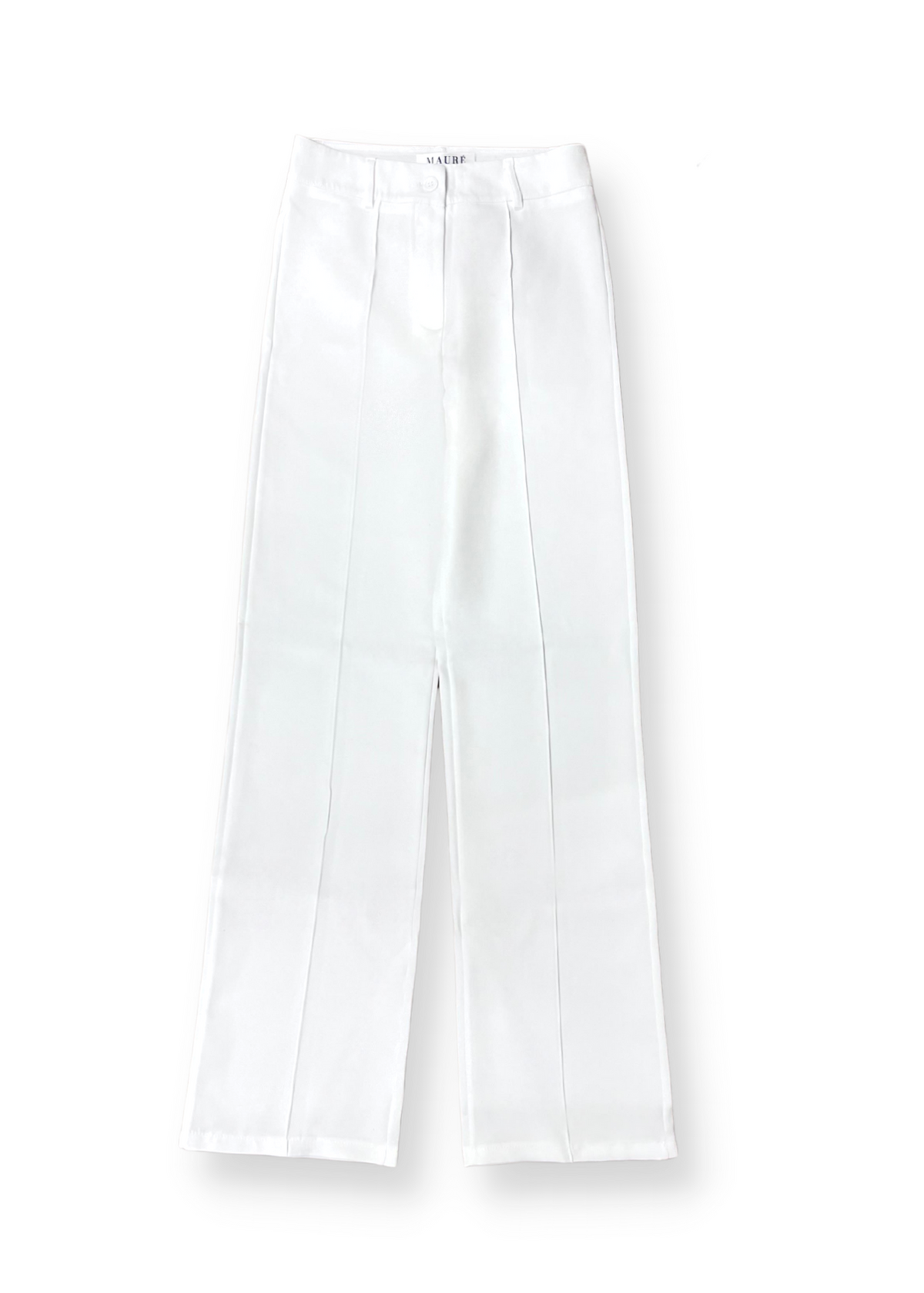 Straight leg pants met pressfold white (tall)