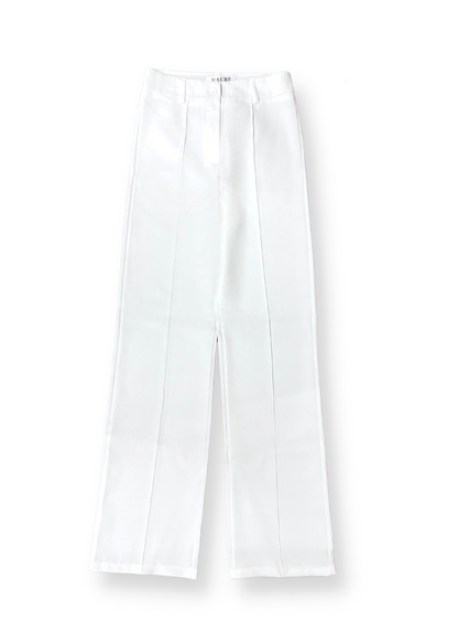Straight leg pants met pressfold white (tall)