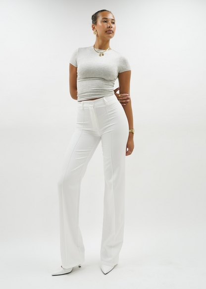 Straight leg pants met pressfold white (tall)