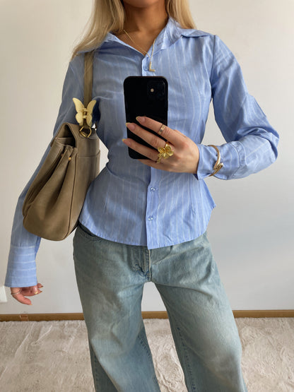 Alberte fitted shirt - Blue/silver stripes