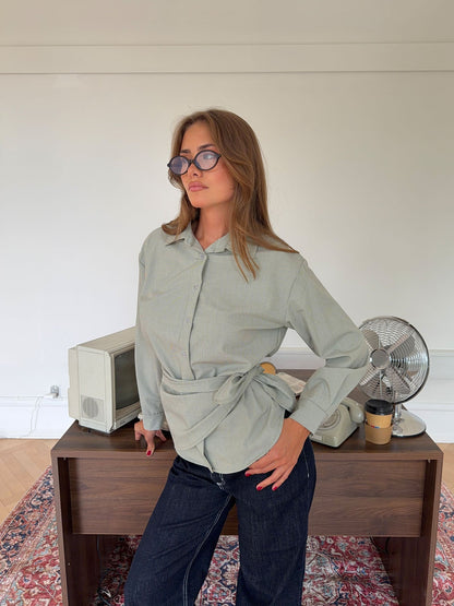 Brenna shirt with tie detail – Green