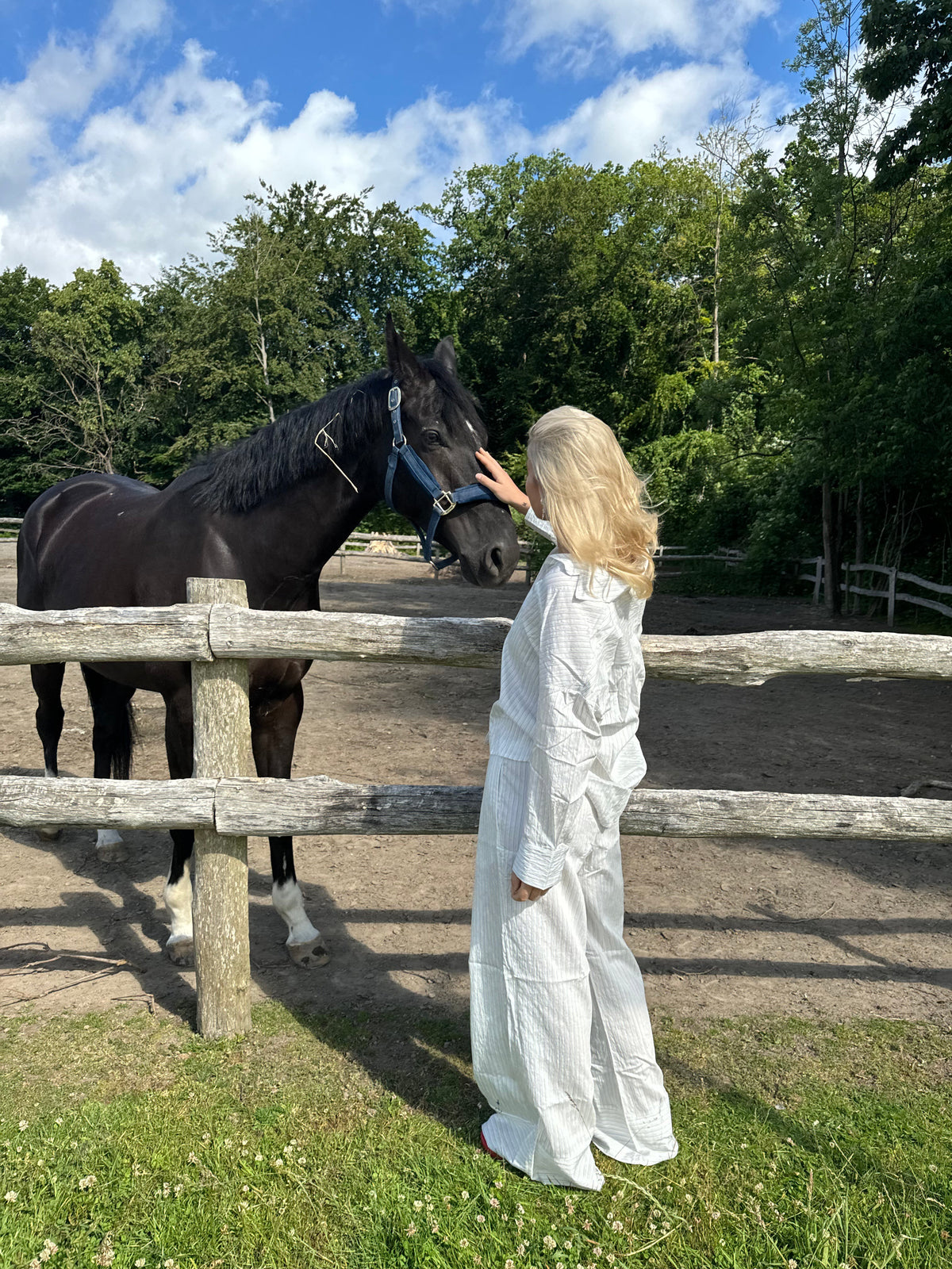 Alina shirt with black stripes - White