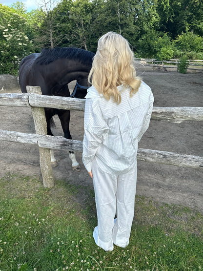 Alina shirt with black stripes - White