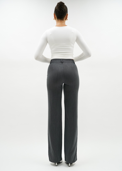 Straight leg pants met pressfold dark washed grey (tall)