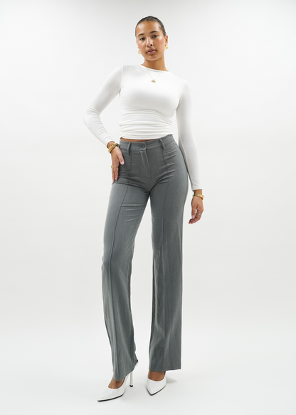 Straight leg pants met pressfold light washed grey (tall)
