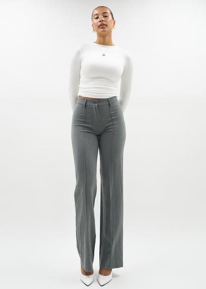 Straight leg pants met pressfold light washed grey (tall)