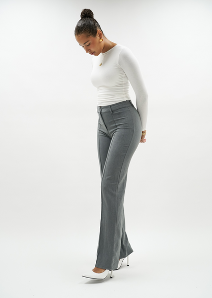 Straight leg pants met pressfold light washed grey (tall)