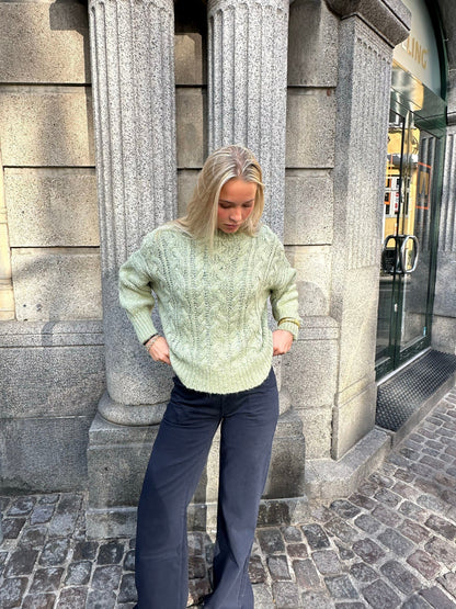 Raffaella knit sweater with balloon sleeves - Sage green